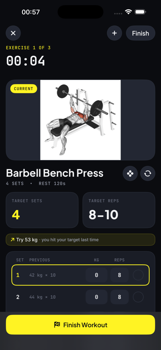Workout player with set tracking